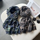 Mens Retro Style Striped Tassel Cotton Scarf Autumn Winter Wrap Bandana Shawl