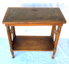 Antique Carved Wood Side Table Two Tier Shelf Vintage - Rare  