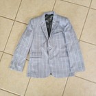Leo   Zachary Childrens Boys Plaid Two Button Suit Gray Blue Size 12