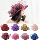 Women Lady Fascinator Wide Brim Church Kentucky Derby Hat Wedding Tea Party Cap