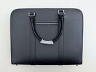 New Carl Friedrik Palissy Double Leather Briefcase Navy - Ships Free