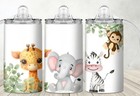Custom Jungle Giraffe Elephant Zebra Friends 2in1 Baby Toddler Sippy Cup