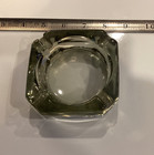 Vintage Square Glass Restaurant Ashtray Clear Gray Retro Cigar Cigarette Mcm