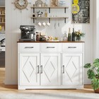 Farmhouse Sideboard Buffet Cabinet With Storage Modern Wood Kitchen Table White