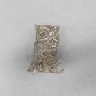 Vintage Pewter Mini Owl On Log Silver Figurine 1 5 Inch