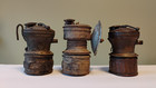3 Antique Carbide Miners Lamps 2 Auto Lite   1 Guys Dropper Mining Light Vintage