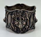 Antique Sterling Silver Art Nouveau Flowers Floral Heavy Repousse Napkin Ring