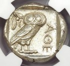 Attica  Athens Ar Tetradrachm Ancient Greek Silver Owl Coin - Ngc Choice Au