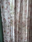 Pair Of Window Sheer Panels  Ecru With  Floral Print  Rose Yellow Copper 52 X 64