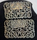 Vintage Silver Tone  musi  Filigree Rectangle Shoe Clips