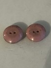 2 Rare Pink China 2 Hole Guilt Gold Trim Victorian Calico Style Button Glass