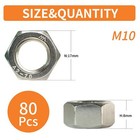 M10-1 5 Hex Nuts 80pcs 304 Stainless Steel18-8 Din 934 Metric Coarse Thread F   