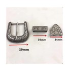 Silver Western Floral Engraved Cowboy Belt Buckle Three Piece Set Unisex 1-1 2 