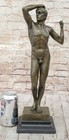 18 tall Nude Male Man By Rodin Bronze Sculpture Marble Base Figurine Figure