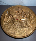 Brass Wall Plaque Pub Tavern Scene Embossed 10  Vintage Belgium