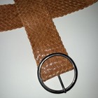 Nine West Tan Leather Wide Waist Cinching Belt Round Buckle Classic Size Large