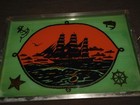 Vintage Old 18 3 4  X 12 3 4  Pirate Sailing Ship Metal   Plastic Serving Tray