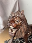 Antique  Wood Carving Exquisite Lion Statue Wooden Figurines Art