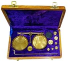 Antique Brass Polished Balance Scale With Velvet Box With Weights Jewelry Gift