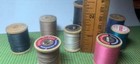 Vintage Wood Thread Spool Set 8 Multi-color Sewing Threads Assorted Sizes