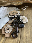 Coach Tea Rose Mix Flower Bag Charm Multi Bag Charm Key Ring Hinge Type Beige