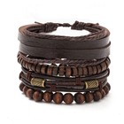 4pcs Fashion Vintage Multi-layer Wooden Beads Trendy Accessories Men s Bracelet