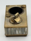 Vintage 1950 s Mcm Evans Tabletop Lighter And Ashtray Set With Brass Accents
