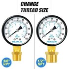 0150psi 2  Dial Face 1 4 npt Well Pump Pressure Gauge With 1 2 npt And 3 8 npt A
