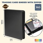 360 Card Pocket Binder With Zipper 9 Pocket Trading Cards Album Folder  Black