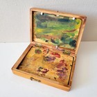 Vintage Miniature Easel 70s Wood Artist Box Soviet Painting Set Palette Antique