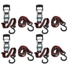 12 Ft  X 1 In  Ratchet Tie-down Straps With S-hook  4-pack 