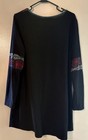   loges Womens Xl Black Scoop Neck Long Sleeve Tunic Blouse Geometric Print