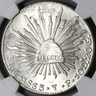 1863-go Ngc Ms 62 Mexico 8 Reales Guanajuato Cap Rays Silver Coin  23031201d 