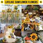 40pcs 4  Fake Sunflower Heads With Stems  Silk Sunflower For Party Wedding Decor