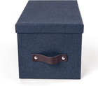 Stylish Blue Storage Box With Leather Handle - Durable   Stackable 5 9 x6 5 x11 