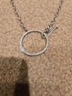 Handmade Sterling Silver Hammered Circle Pendant Lariat Necklace 16    38g Artisan