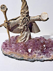 Vintage Spoontiques Pewter Figurine Mythical Wizard Crystal Ball Amethyst Geode