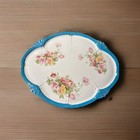 Vintage Porcelain Vanity Set 7 Pieces Pink Yellow Roses Turquoise Gold Edges