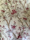 Antique French 19th C Floral Cotton Fabric   Raspberry Pink Green Lavender