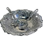 Arthur Court 1998 Grape Vine Salad Bowl Serving Spoons 14  Shiny Aluminum