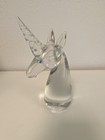 Vintage Blown Art Crystal Glass Unicorn Paperweight Figurine 7 5 Inch Sculpture