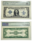 1923  1 Dollar Bill Silver Certificate Large Note Woods white Fr 238 Pmg 55