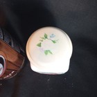 Vintage Avon Beauty Powder Jar 3 Oz Empty  Milk Glass W Floral Design Usa