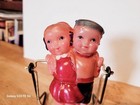 Nice Vintage Celluloid Wind Up Skipping Couple Made In Occupied Japan   2