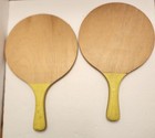 Vintage 2 Kadima Paddles Beach Ball Wood Sport Design Yellow Hand Grips Israel