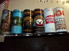 6 Vintage 16 Ounce Straight Steel Beer Cans - Iron City  Schell s  Granges  Etc