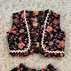 Vintage 1970s Little Girls Day Glow Prairie Skirt And Vest Dress Set 5 6