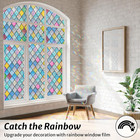 Rainbow Stained Glass Window Film - 3d Privacy Static Cling Decals 17 5   78 7