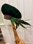 Renaissance Fair Felt Beret Hat With Pheasant Feather Medieval Costume Cap