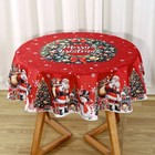 1pc Rectangular round Christmas Tablecloth Santa Snowman Polyester Table Cover